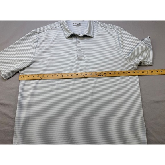 Columbia Golf Mens Omni-Wick Swing Polo Shirt Grey White Striped 2XL 18S14MP - Picture 3 of 6